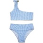 2021 summer modest blue swimwear plaid string bikinis