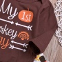 Boutique thanksgiving organic cotton high quality brown baby rompers