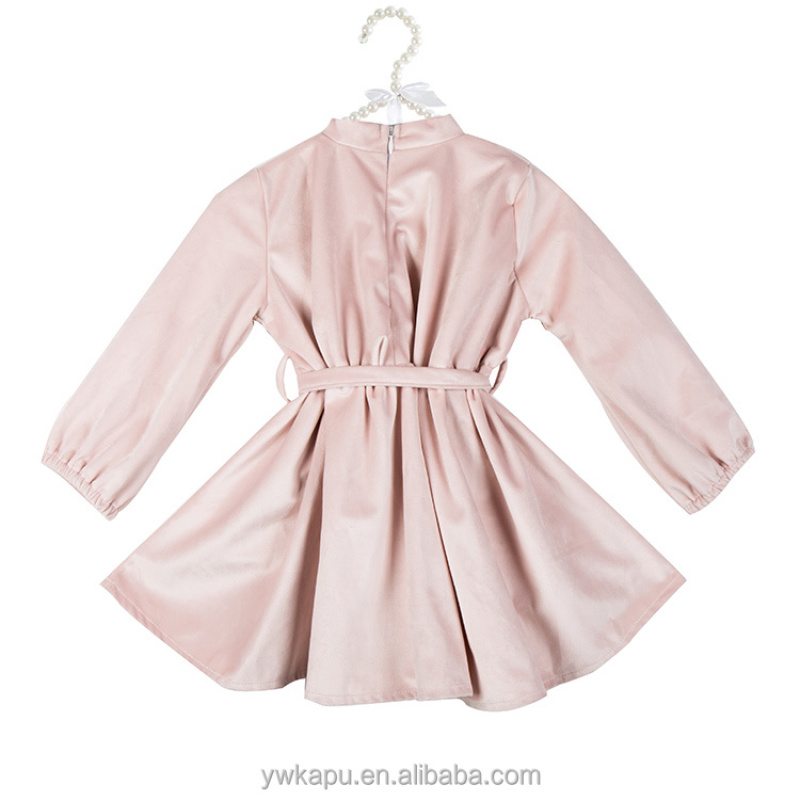 Soft pleated children fancy top designs dress coat velvet tunic girl winter shirts