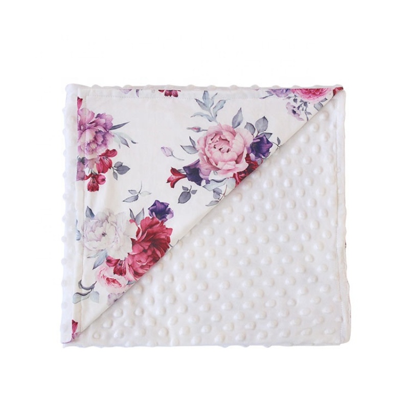 2021 hot trend super soft flower dinosaur print fabric baby swaddle blanket
