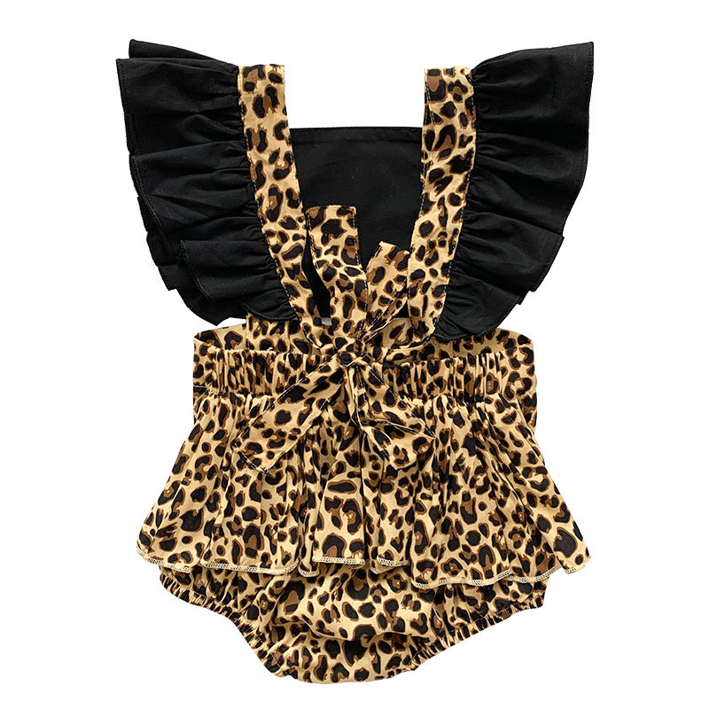 Wholesale Infant  hot sale baby summer clothes short sleeve leopard baby rompers