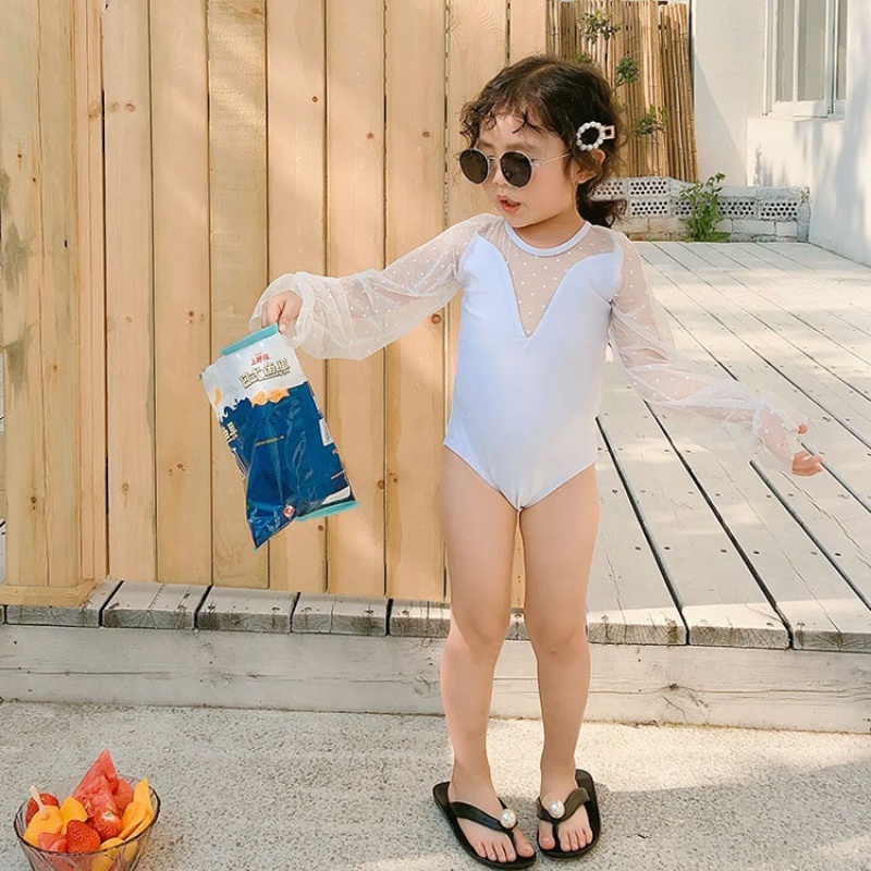 2021 hot sale swimwear girls kids children white one piece swimsuit