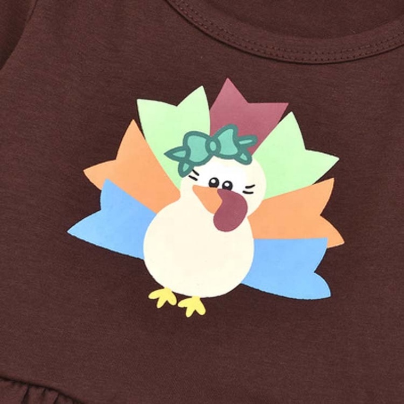 Wholesale thanksgiving cute trendy designer turkey cartoon flares shirts baby clothing sets