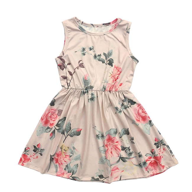 Wholesale Girl Sleeveless Floral Vintage Girl Dress For Daily Wear