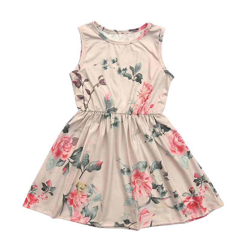 Wholesale Girl Sleeveless Floral Vintage Girl Dress For Daily Wear
