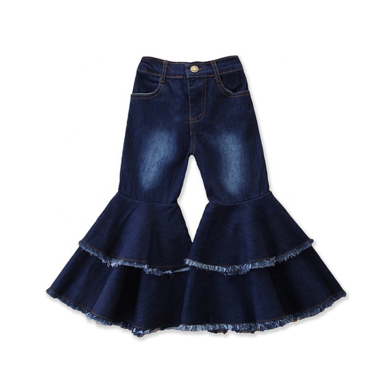 Latest Boutique Girls Flare Pants Plus Size Bell Bottom Kids Tie Dye Jeans