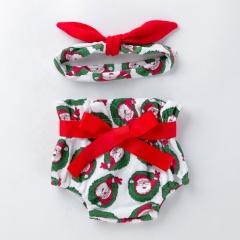 2021 korean cute cotton breathable  bow bloomer headband baby girl boutique clothing set