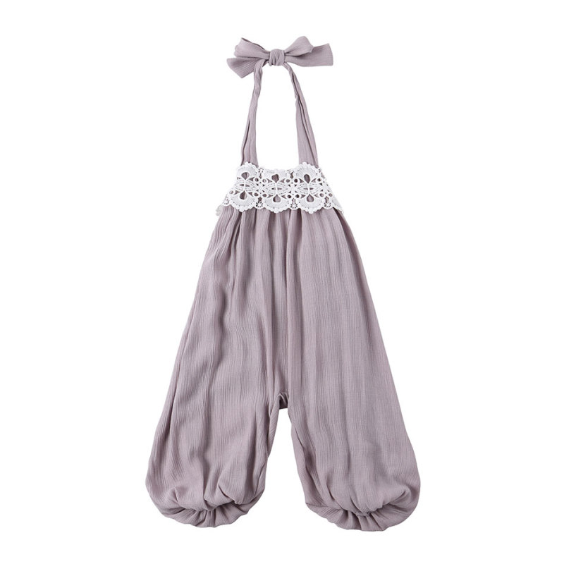 Baby suspender pink eco-friendly polyester rompers boys and girls solid color jumpsuit