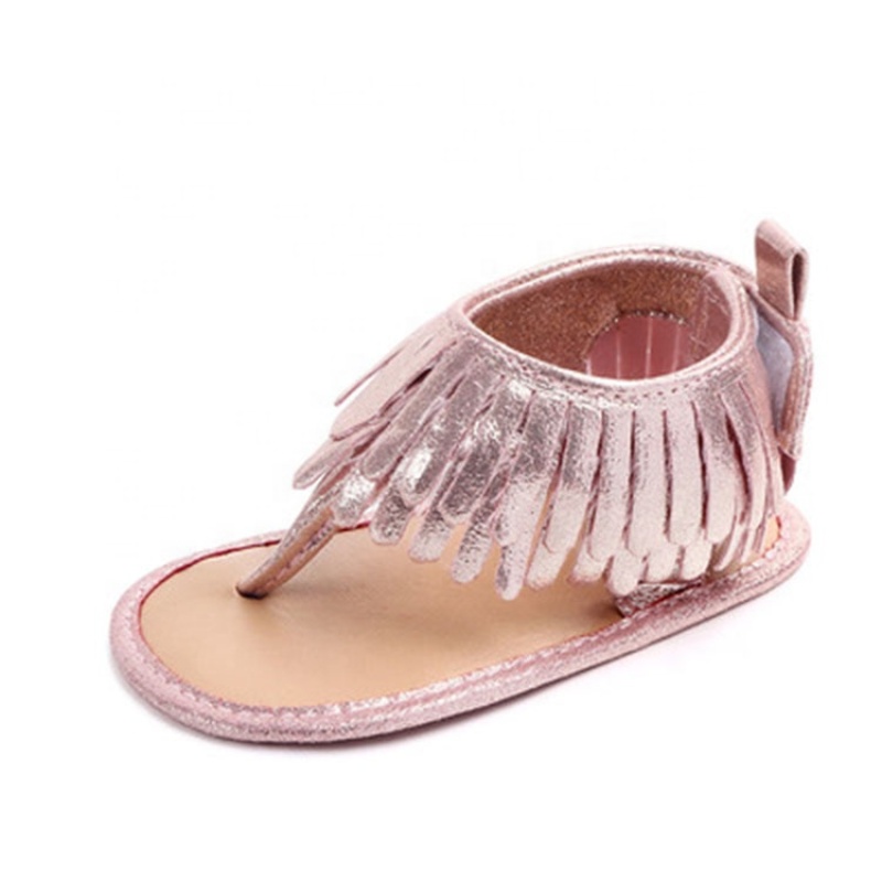 Promotional trendy tassel flip flop baby girl custom slide sandals