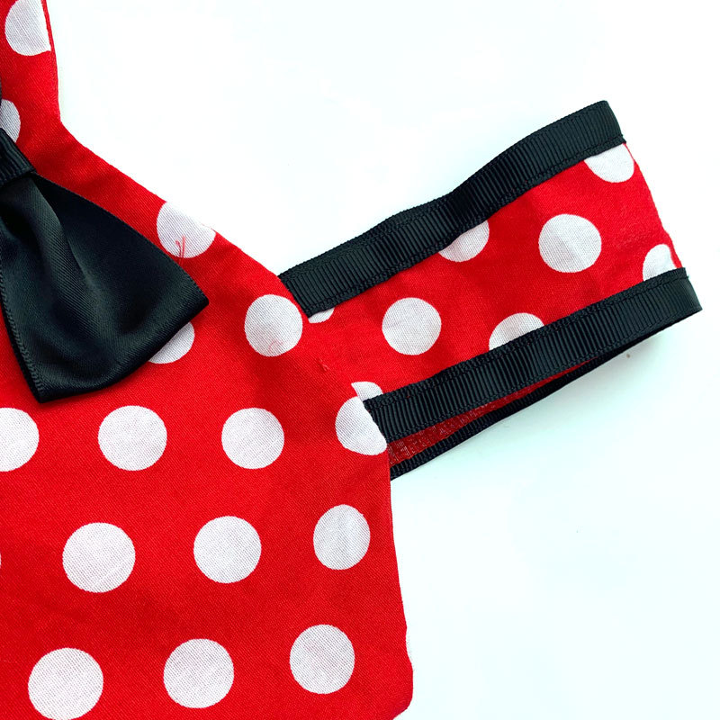 Children's 50s Style Dresses Polka Dot With Black Bow And Trim Suspender Party Wear