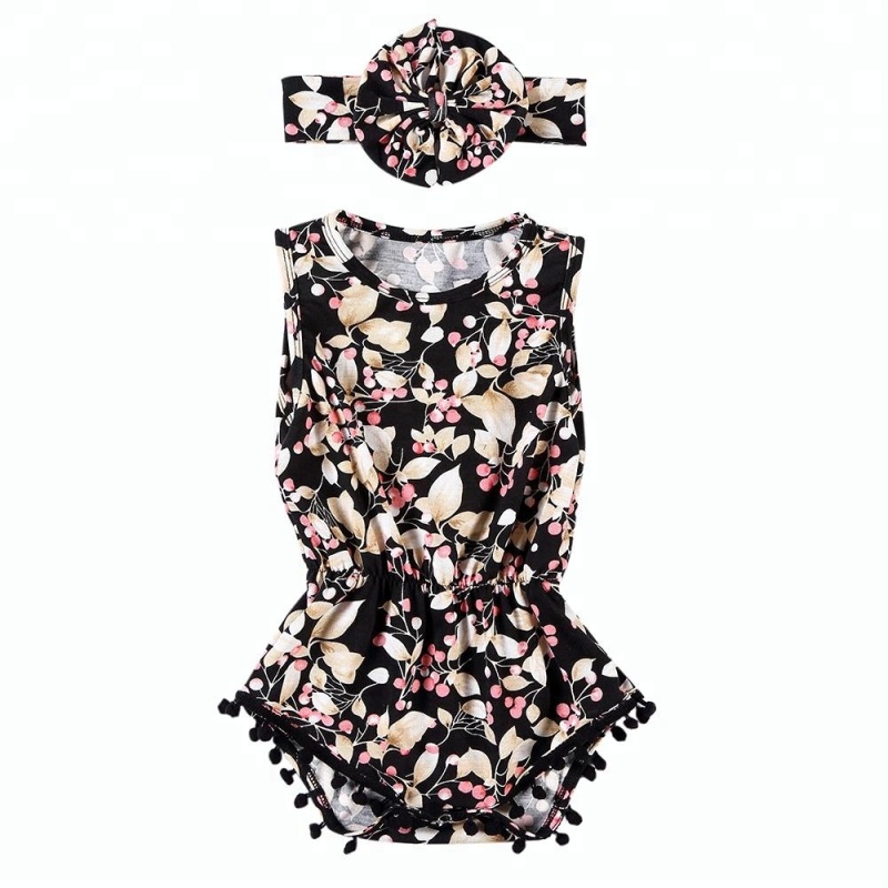 2019 Newborn Baby Girls Cotton Floral Romper Jumpsuit with Headband