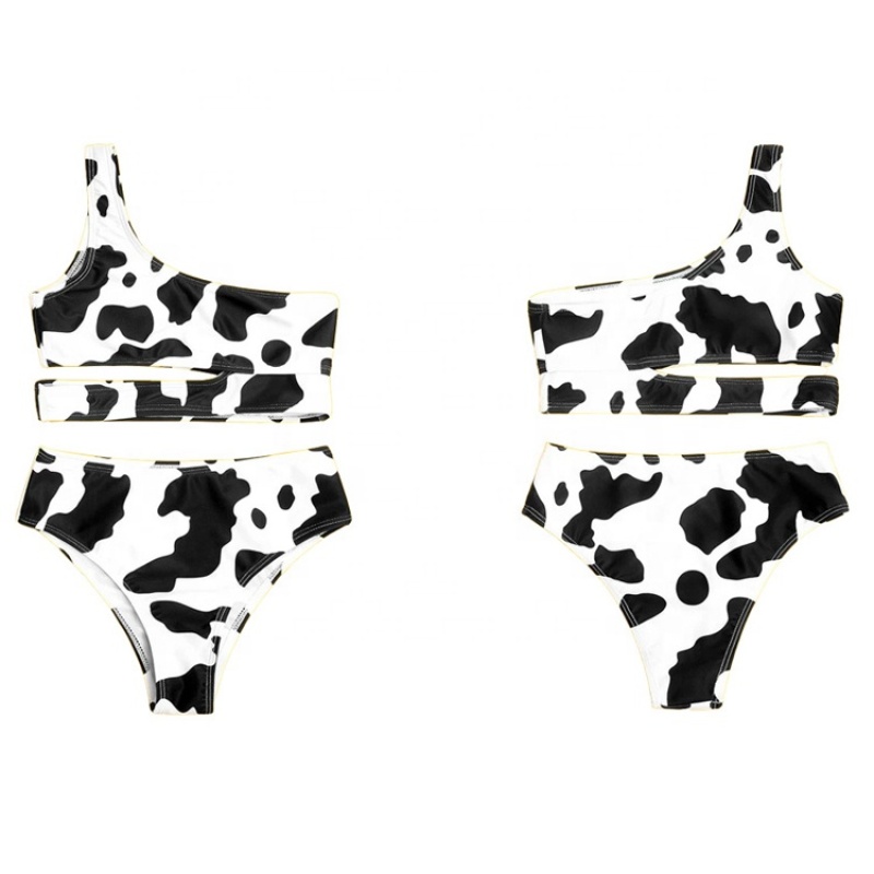 2021 new style two piece desginerone shoulder swimwear bandage bikini