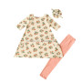 High Quality Soft Cotton Boutique Floral Girl Short Sleeve Dress With Headband And Cotton Leggings