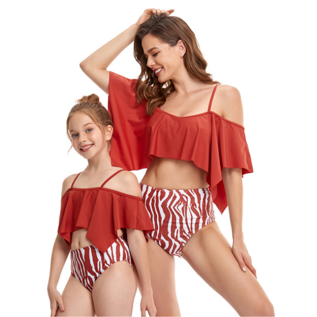 Wholesale fashion high waisted kids designer swimsuit women