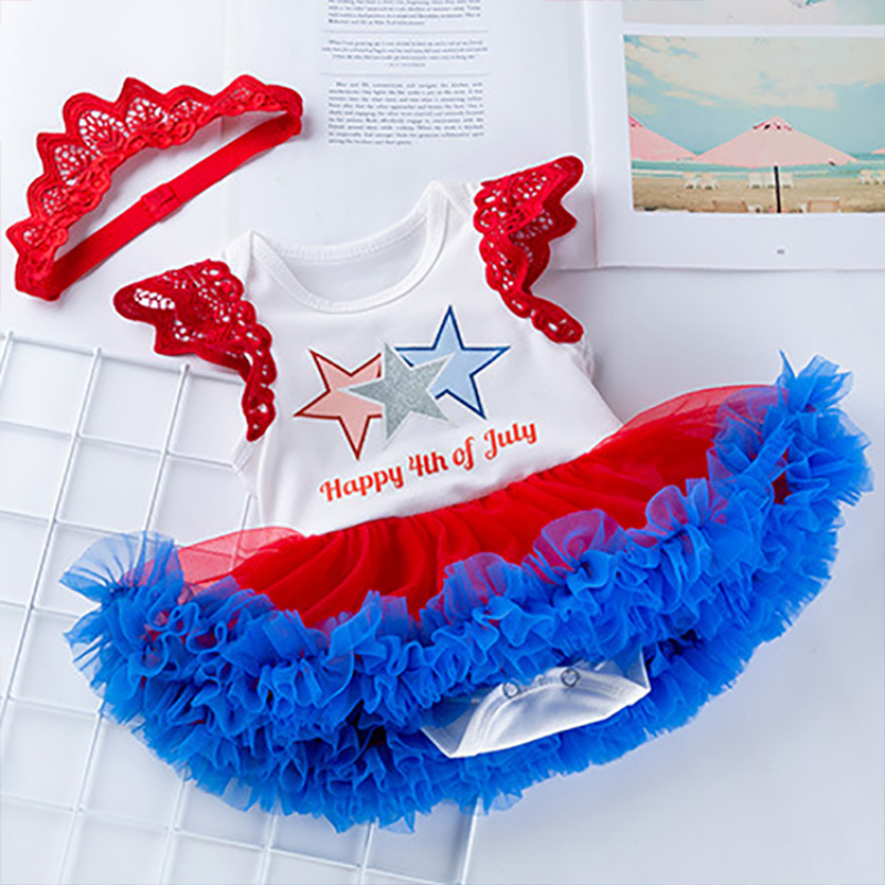 Infant toddler 1 to 2years 4th of July baby girl romper outfit
