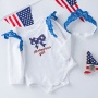 Red strips blue stars 4th of july  baby bubble romper kids clothing