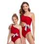 High quality one shoulder girl swimsuit kids 1 piec beachwear women bikini