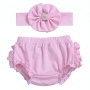 Multiple colors for choice wholesale soft cotton baby ruffle bloomers with headband