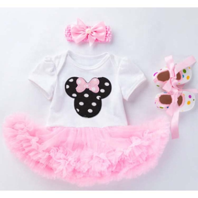 Wholesale Girl Mini Mouse Smash Cake Tutu Dress With Baby Shoes And Headband Set