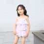 2021 new trendy 3 pc pink yellow blue red swimwear print ruffle tassel bikini