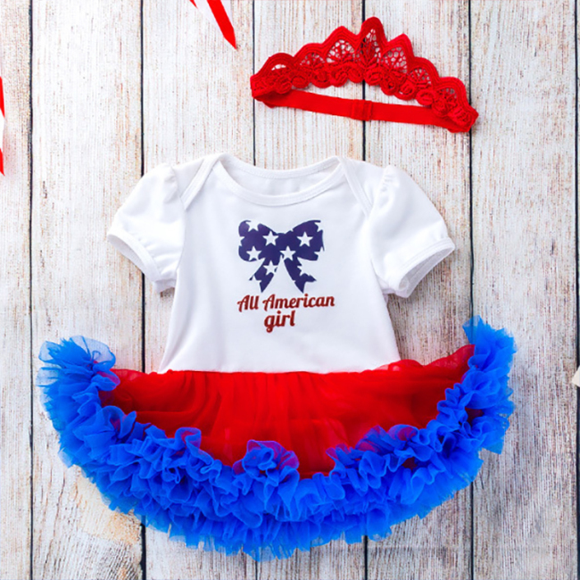 Infant toddler 1 to 2years 4th of July baby girl romper outfit
