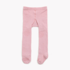 Wholesale pink fall cotton ribbed knit stockings newborn baby girl footed leggings anti slip tights