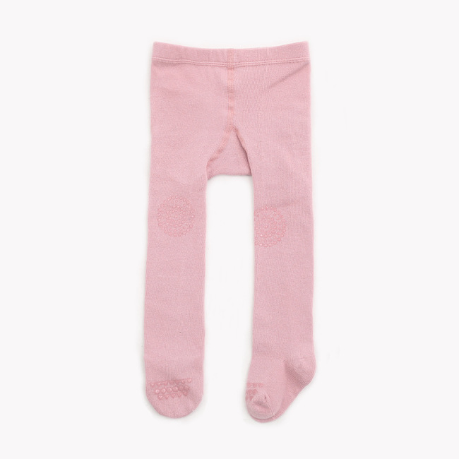 Wholesale pink fall cotton ribbed knit stockings newborn baby girl footed leggings anti slip tights