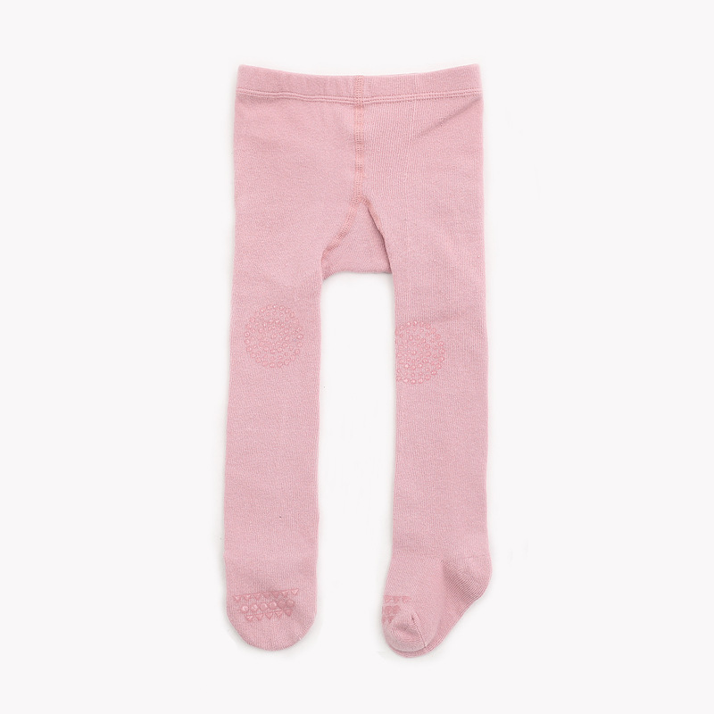 Wholesale pink fall cotton ribbed knit stockings newborn baby girl footed leggings anti slip tights