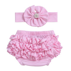 2019  Cute  Newborn  Toddler Summer Clothes Cotton Chiffon Ruffle Baby Girl Bloomers with headband