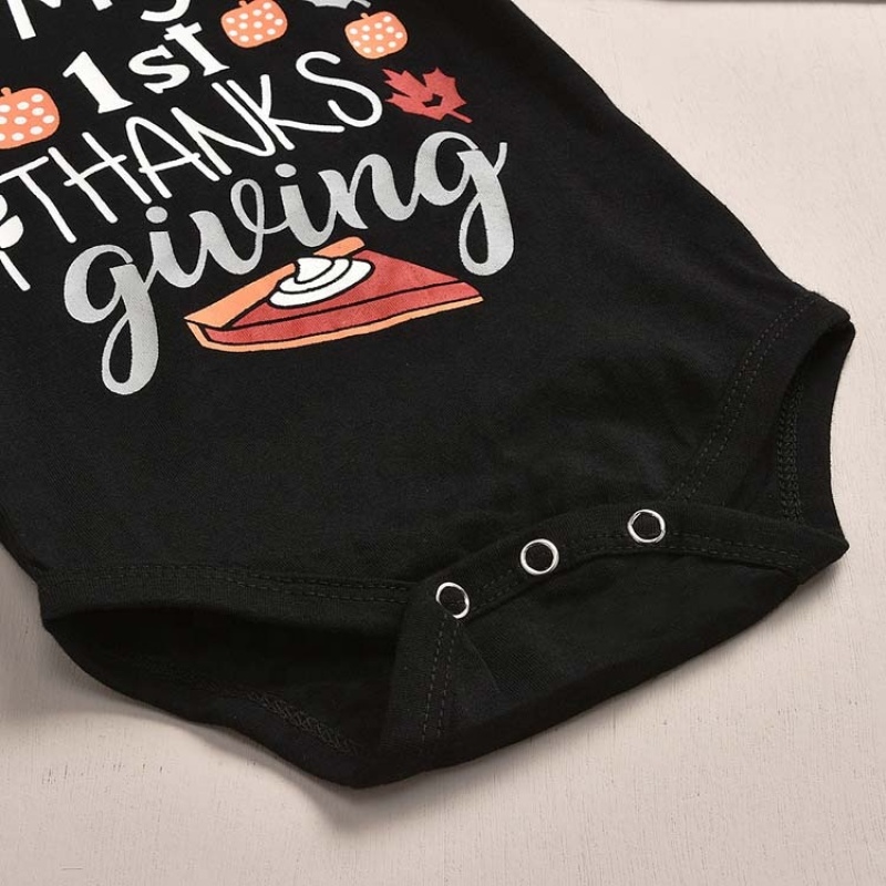 2021 cheap custom trendy cotton thanksgiving 3 piece baby romper set