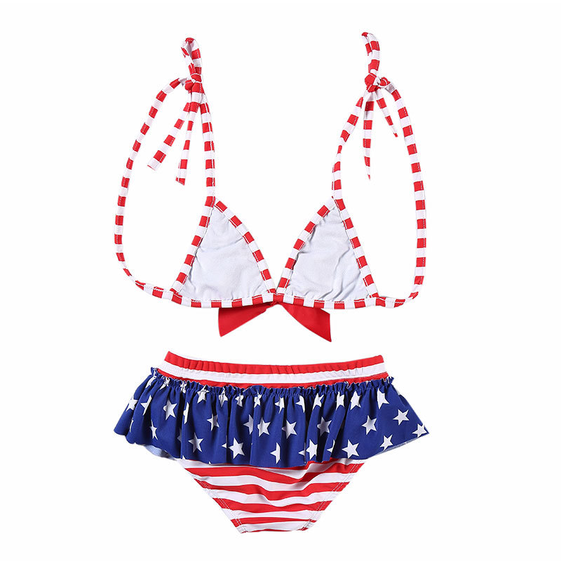 2019 Hot Sale Boutique 2 Pieces Sets  Baby 4th of July Swimming Suit 2 Pieces Sets For Girls
