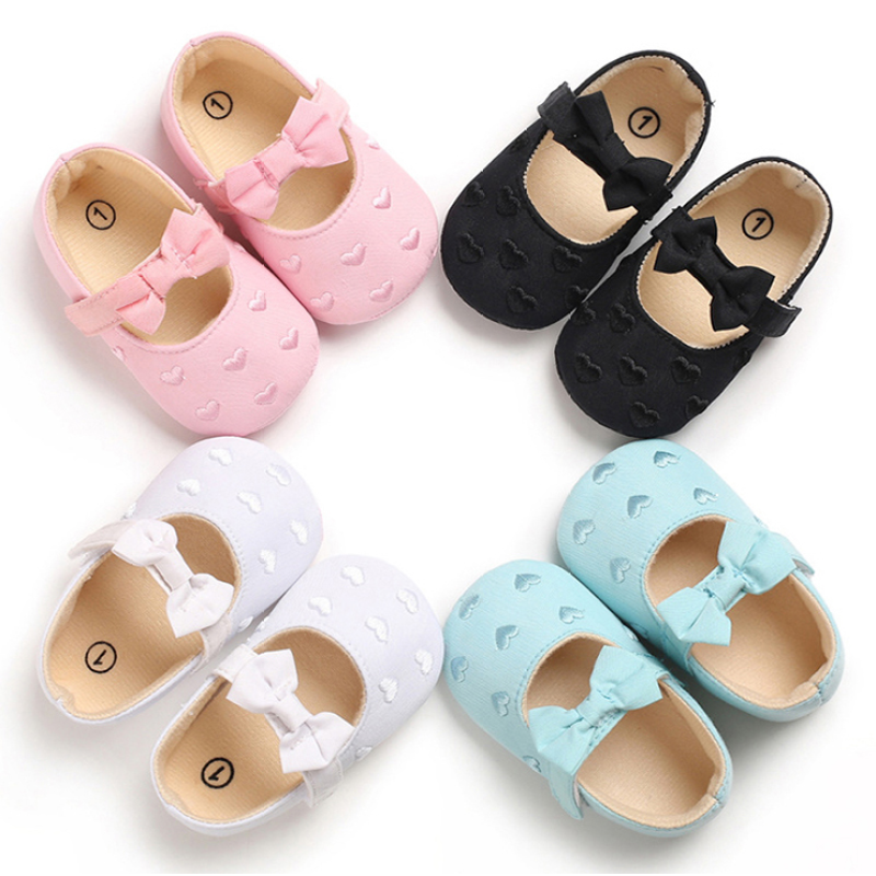 Hot Sale Boutique Cheap Flower Girls Pink Gold White Wedding Flat Shoes for Baby and Kids