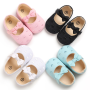 Hot Sale Boutique Cheap Flower Girls Pink Gold White Wedding Flat Shoes for Baby and Kids