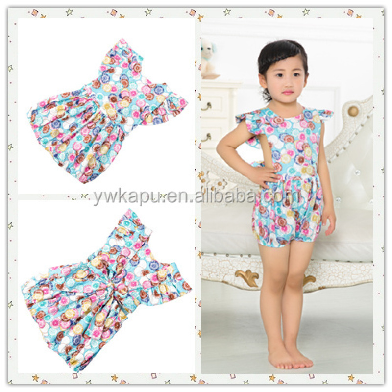 2016 Vintage Floral Baby Romper Set Aqua Floral Girl Bodysuit Summer
