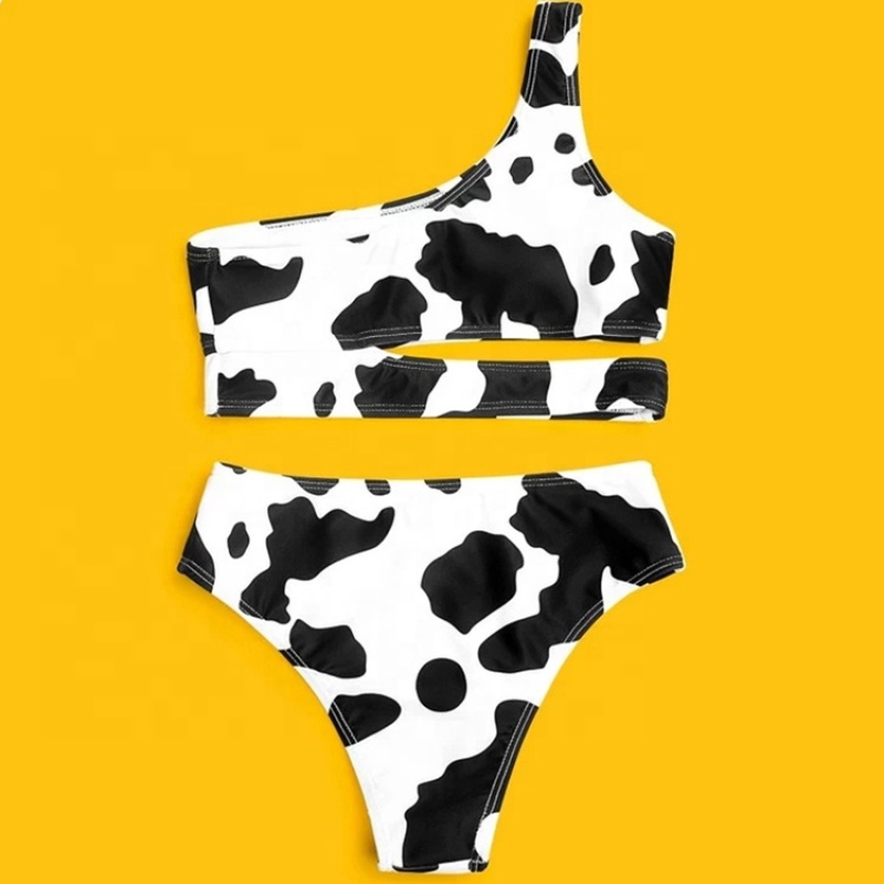 Summer new arrivals yellow black two piece swimsuit strappy bikini swimwear