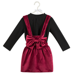 New Style Little Girls Shirt And Velvet Skirt Suit Casual Clothing Set