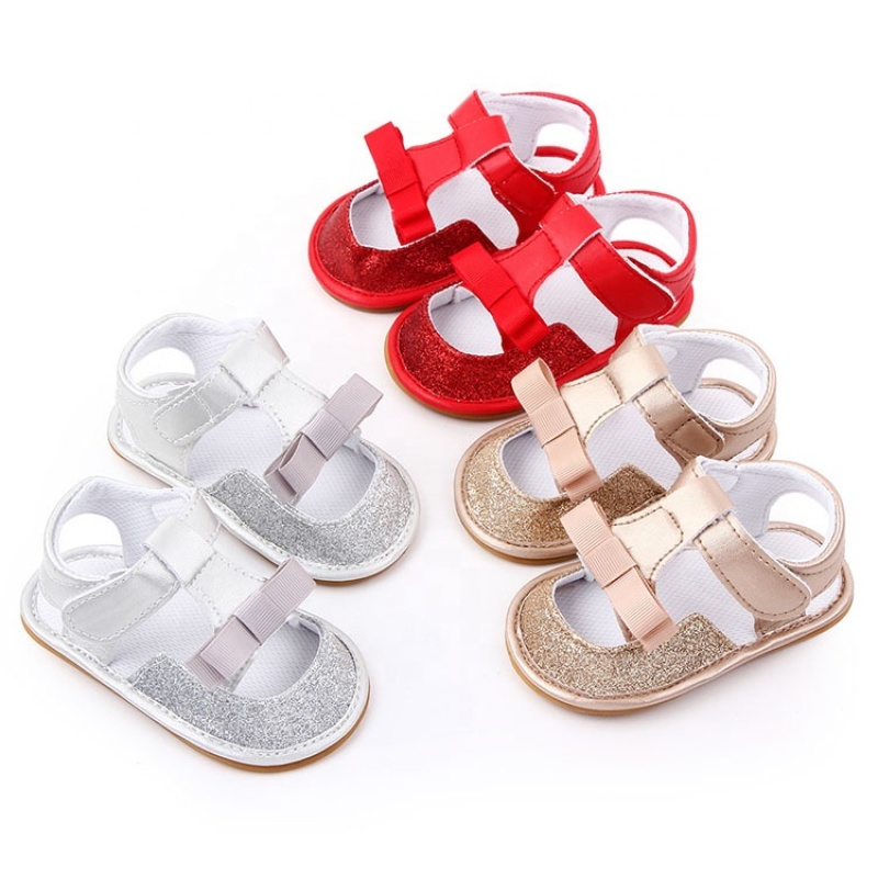 Hot selling new born baby trendy cute shoes glitter sandals
