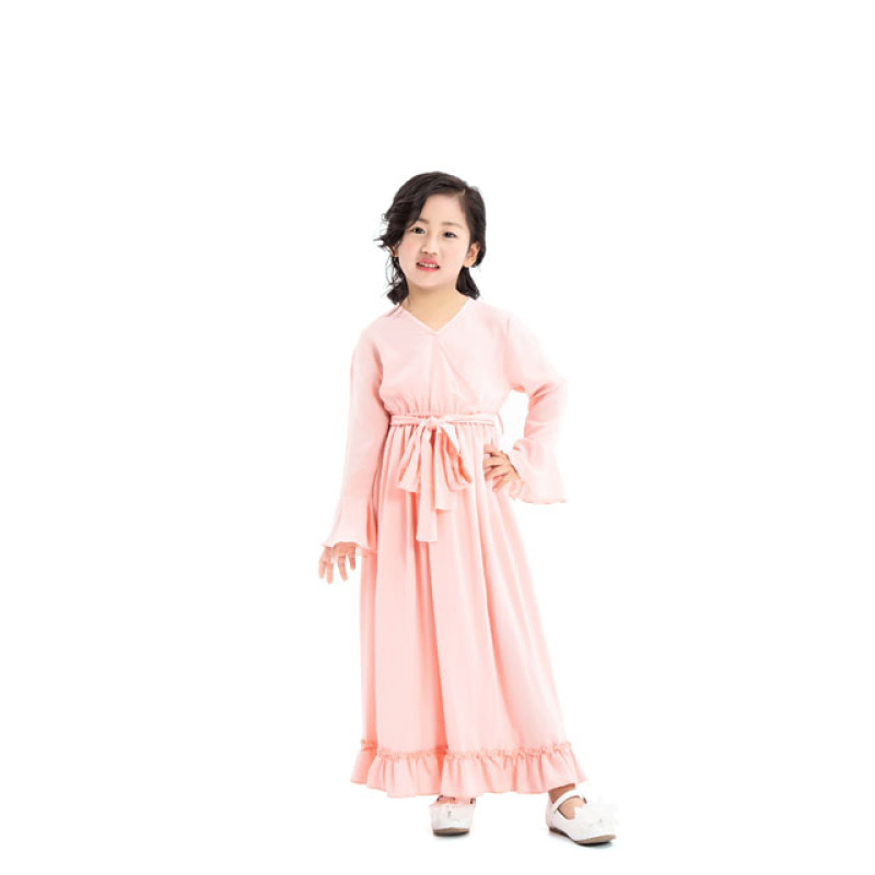 Good Quality Wedding Party Wear  8 years Children V-Neck Girl Maxi Dress