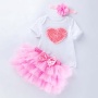 New Arrival Baby Girl Birthday Party Wear Romper Outfit With Tutu Skirts Set And Headband 