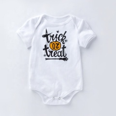 2021 trendy printing black white baby short sleeve halloween clothes romper