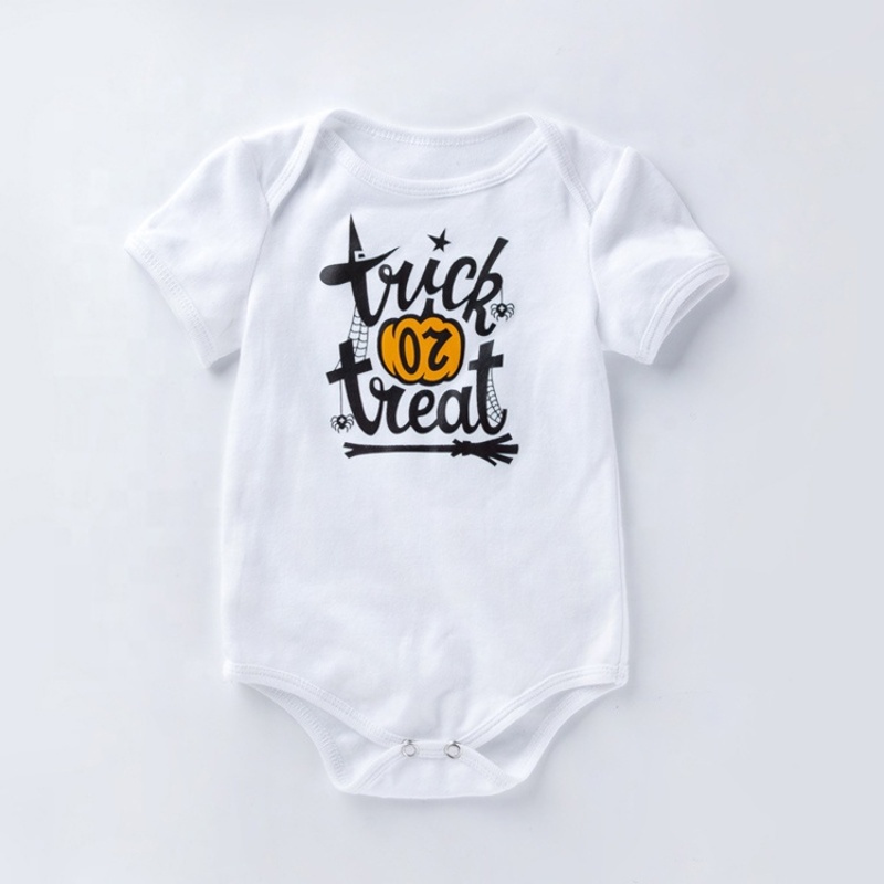 2021 trendy printing black white baby short sleeve halloween clothes romper