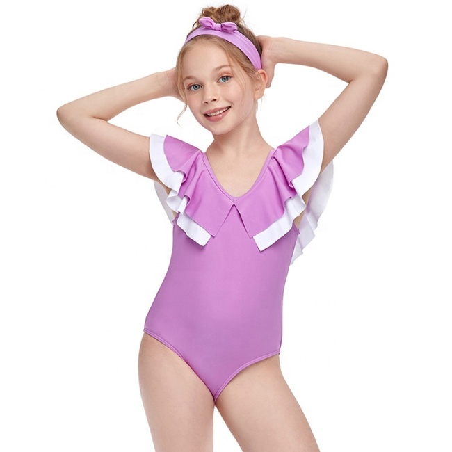 Top selling purple red nude swimsuit girls kids padded bikini set