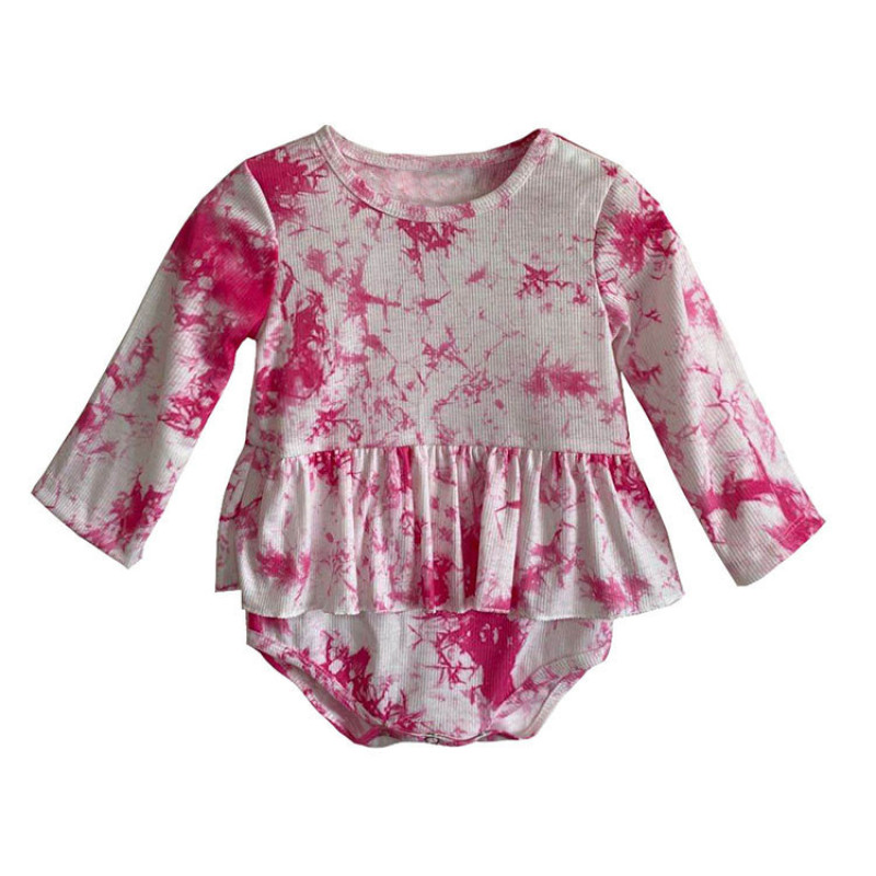2020 wholesale colorful tie dye fabric long sleeve winter baby romper