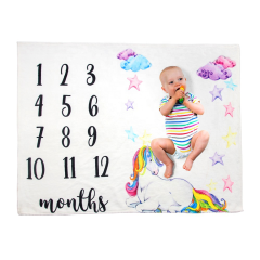 KAPU Monthly Baby Milestone Blanket Soft Flannel Printed Newborn baby photography props