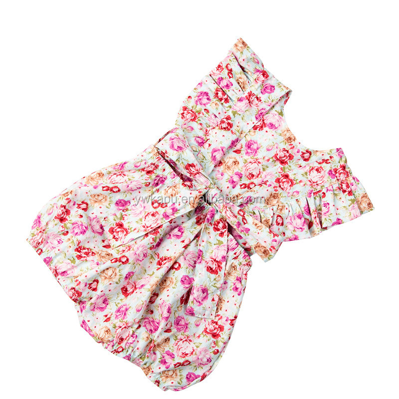Comfortable short sleeve printed cloth fashion boutique big butterfly baby bubble romper