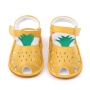 2021 cute white yellow flat heel hollow out fruit sandals