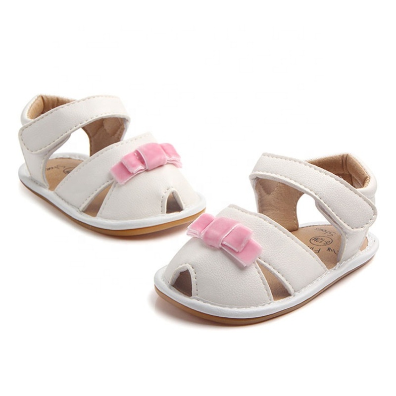 2021 high quality leather soft sole bow infant girl sandals
