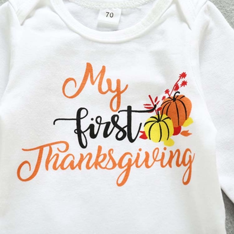 Boutique thanksgiving day   cute trendy cotton long-sleeved baby rompers