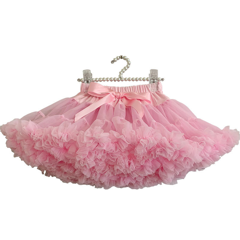 KAPU Boutique Pettiskirt Pink Fluffy Ballet Kids Baby Girls Tutu Tulle Mini Skirt With Bow