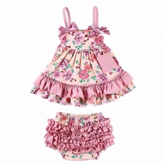Wholesale Adorable Newborn Baby Clothes Floral Print Baby Outfits Swing Sets For Girls
